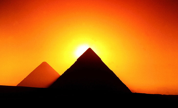 HD wallpaper: pyramid, orange color, shape, ancient, triangle shape ...