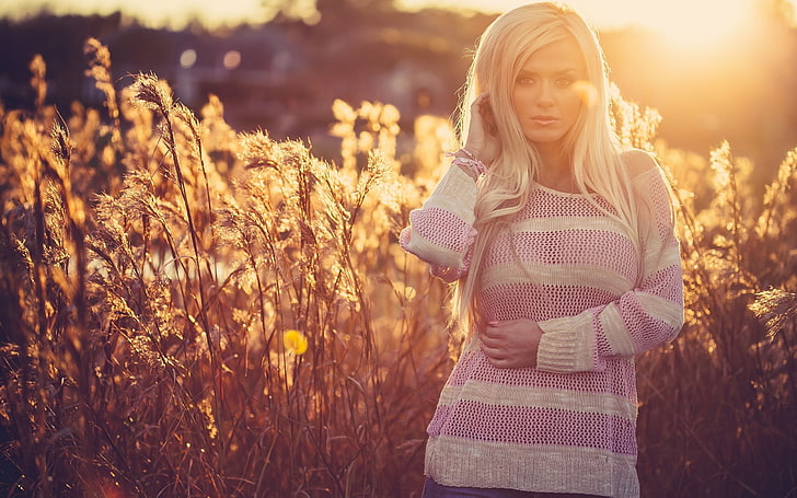 girl  2560x1600, women, plant, sunset, one person, blond hair