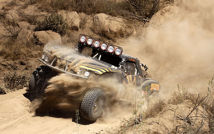 brown and gray dune buggy, car, vehicle, sand, Rally, racing, HD wallpaper