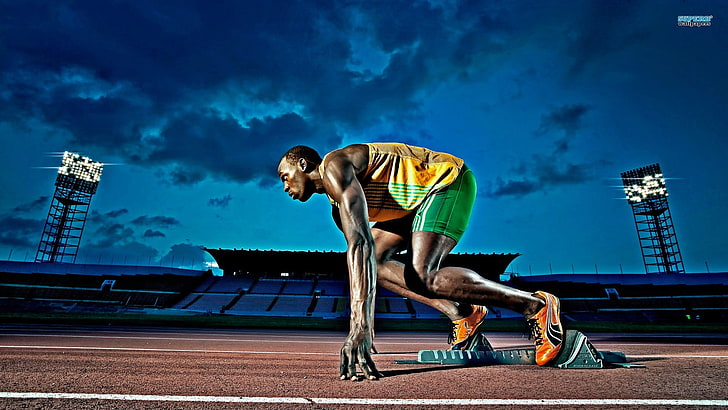 Usain Bolt screenshot, men, tracks, sport , athlete, young adult, HD wallpaper
