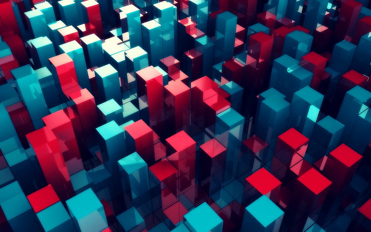 abstract cube 3d blocks, HD wallpaper