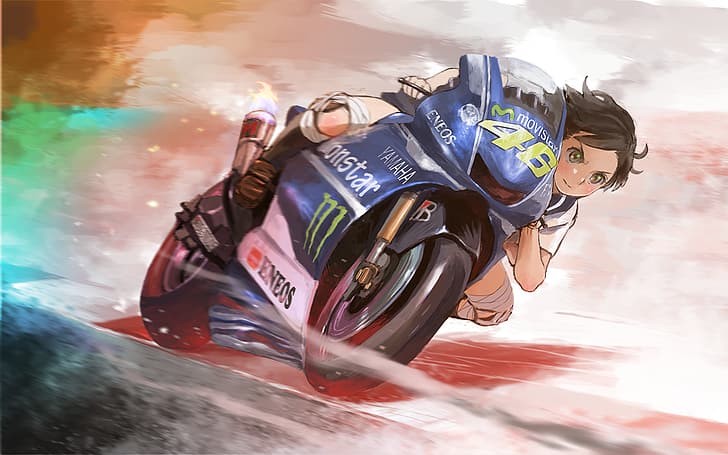 anime girls, motorcycle, HD wallpaper