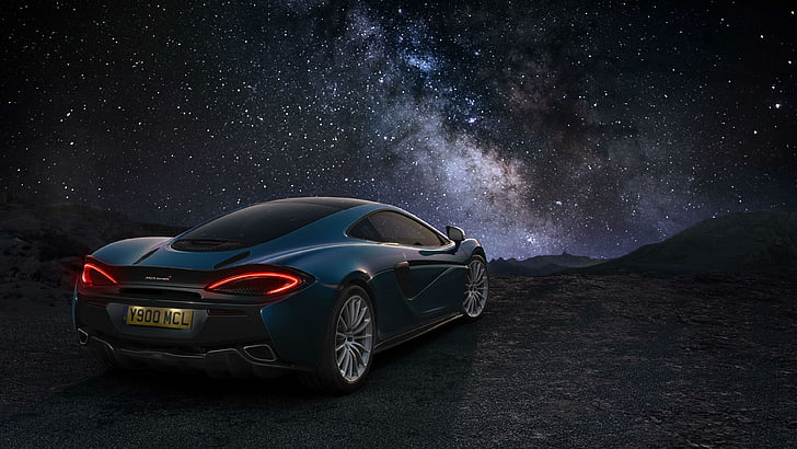 mclearn, supercar, milky way, starry night, starts, mountains, HD wallpaper