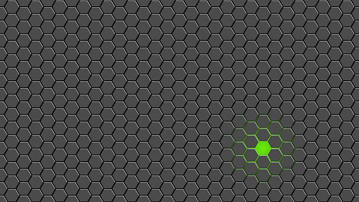 hexagon, green, tiled, minimalism, close-up, pattern, no people, HD wallpaper