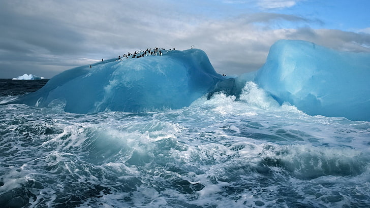 ice berg, nature, landscape, winter, iceberg, sea, clouds, Arctic, HD wallpaper