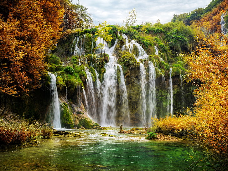 Waterfalls, Plitvice Lakes National Park, 4K, Croatia, HD wallpaper