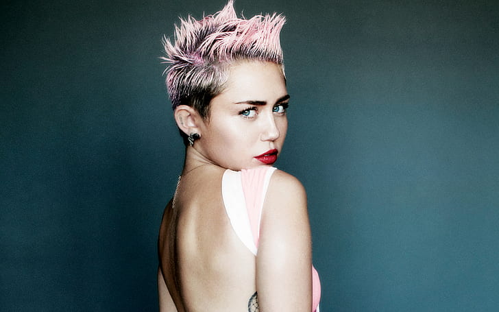 Miley Cyrus for V Magazine, women's pink hair dye