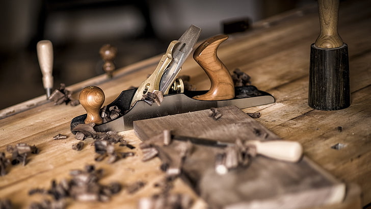 Carpentry, wood, tools, hand plane, chisel, Mallet, wood - material, HD wallpaper