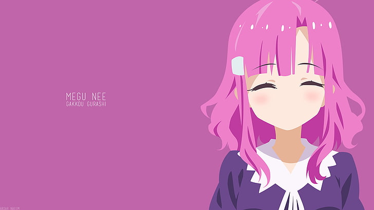 anime, anime girls, pink background, Sakura Megumi, Gakkou Gurashi!, HD wallpaper