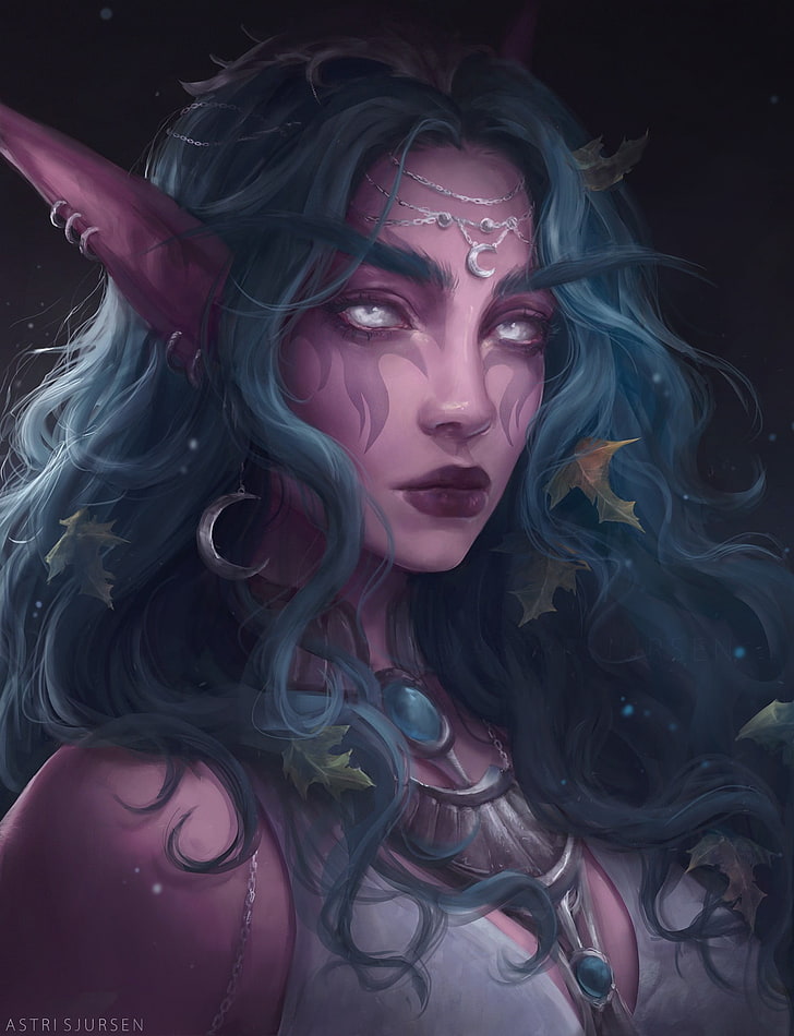 Fairy illustration, elves, blue hair, fantasy art, World of Warcraft, HD wallpaper
