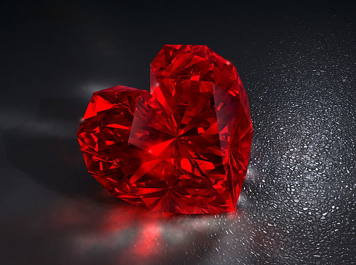 Diamond Heart, red heart diamond, Love, Beautiful, Luxury, Brilliant, HD wallpaper