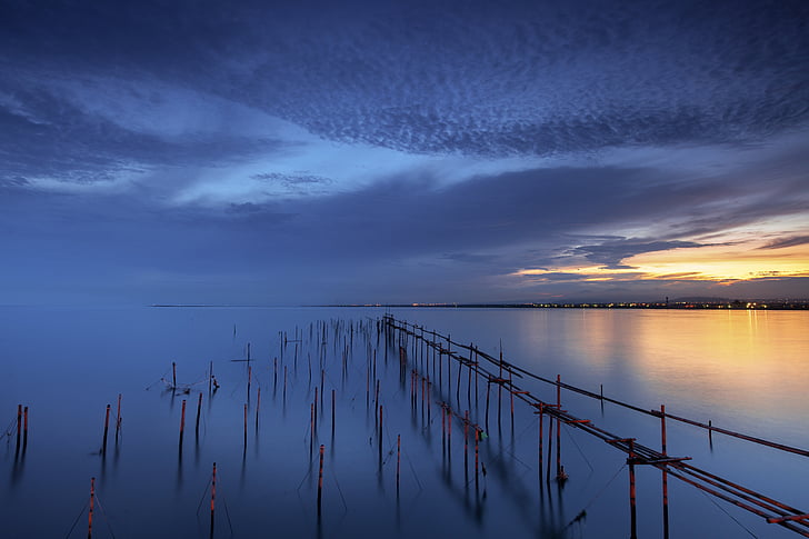 calm, ocean, reflection, sea, sky, sunset, taiwan, tranquility, HD wallpaper
