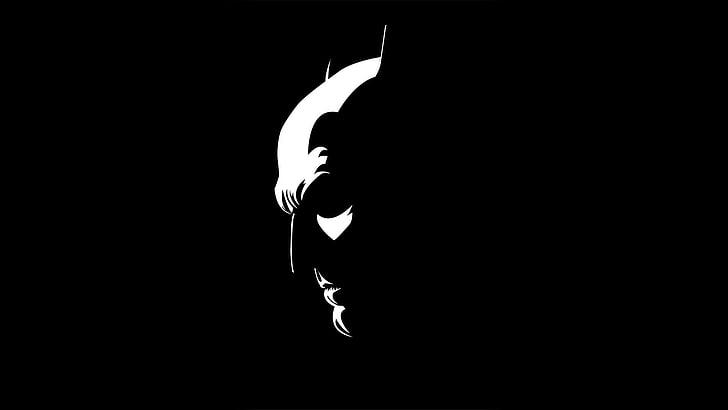 batman, black and white, monochrome, hd, superheroes, black background, HD wallpaper