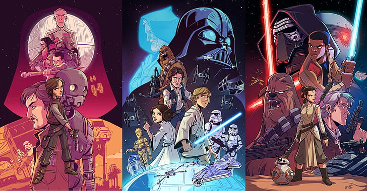 Star Wars, BB-8, C-3PO, Chewbacca, Darth Vader, Finn (Star Wars)