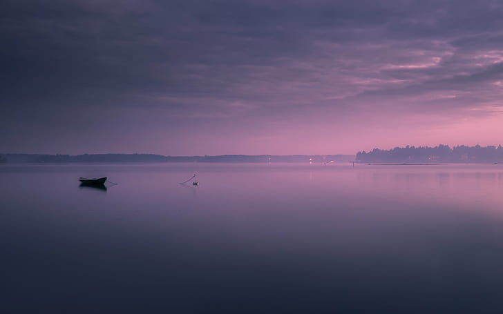 silhouette of sailing boat on calm body of water, Lonely, nikon  d600