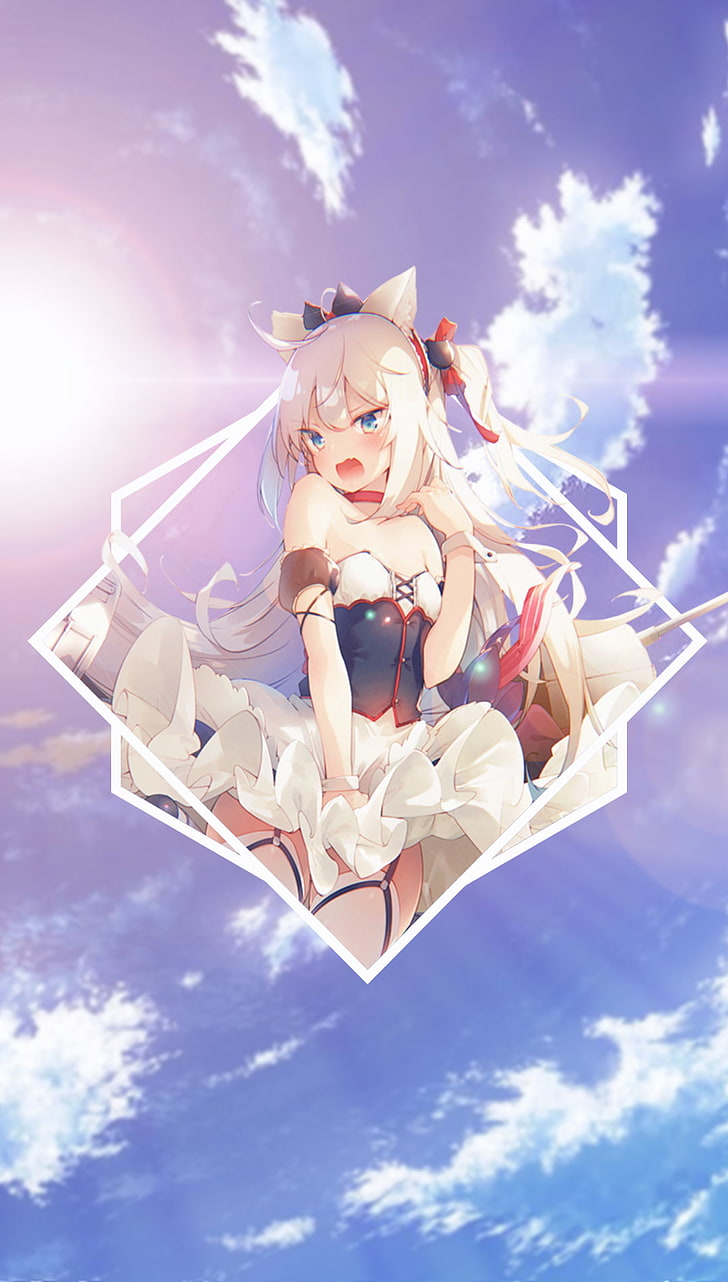 anime girls, picture-in-picture, Azur Lane, sky, cloud - sky