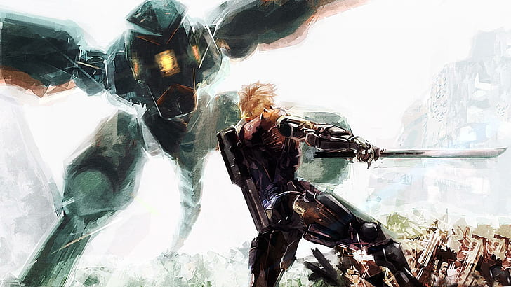 Metal Gear Battles Technics Swords Robot Solid Snake, Rex (MGS) Games, brown haired male character, HD wallpaper