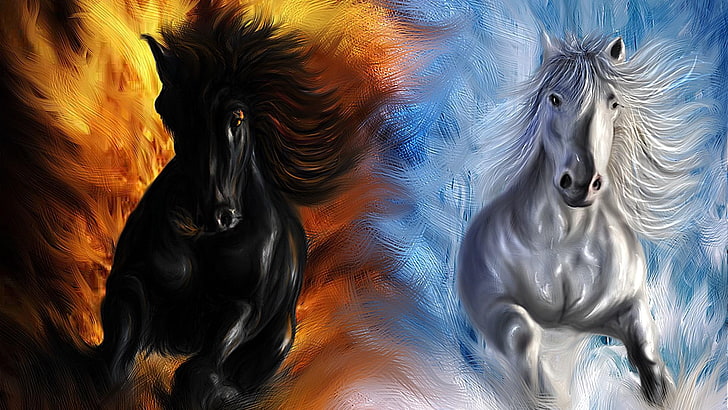 horses, art, artwork, artistic, animals, HD wallpaper