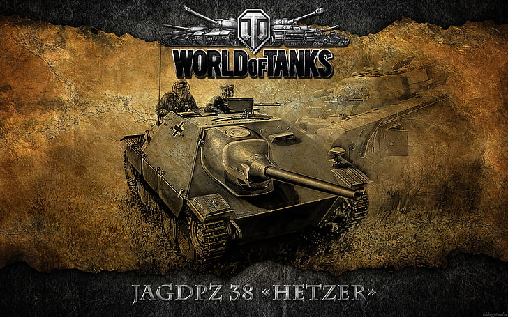 World of Tanks game cover, Germany, WoT, PT-ACS, Hetzer, text HD wallpaper