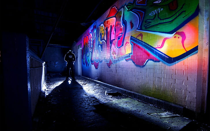 Graffiti Wall Brick Wall Light HD, digital/artwork, HD wallpaper