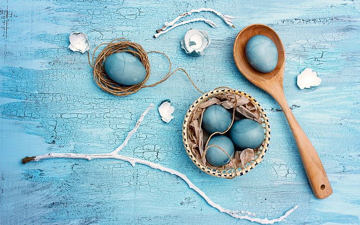 Easter eggs painted, blue