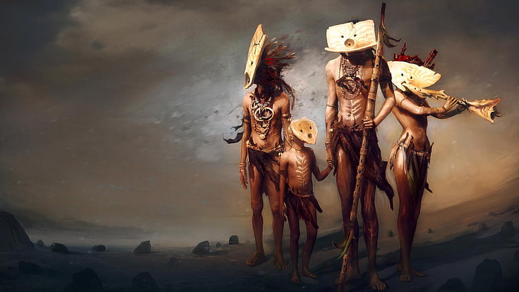 video games, digital art, From Dust, mask, tribe, Ubisoft, real people, HD wallpaper