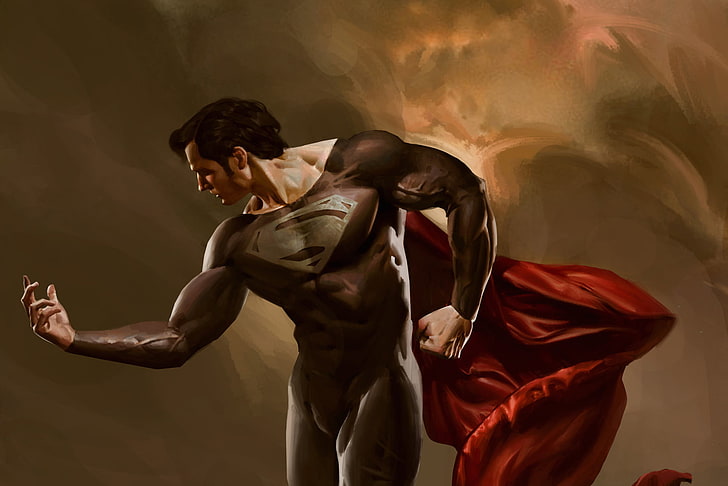 Superman, DC Comics, artwork, digital art, Man of Steel, three quarter length, HD wallpaper
