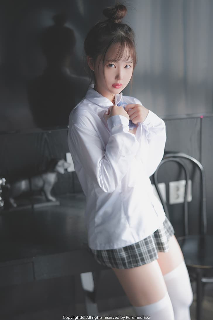 Pure Media, Sia, Asian, Korean, Korean women, school skirt, HD wallpaper