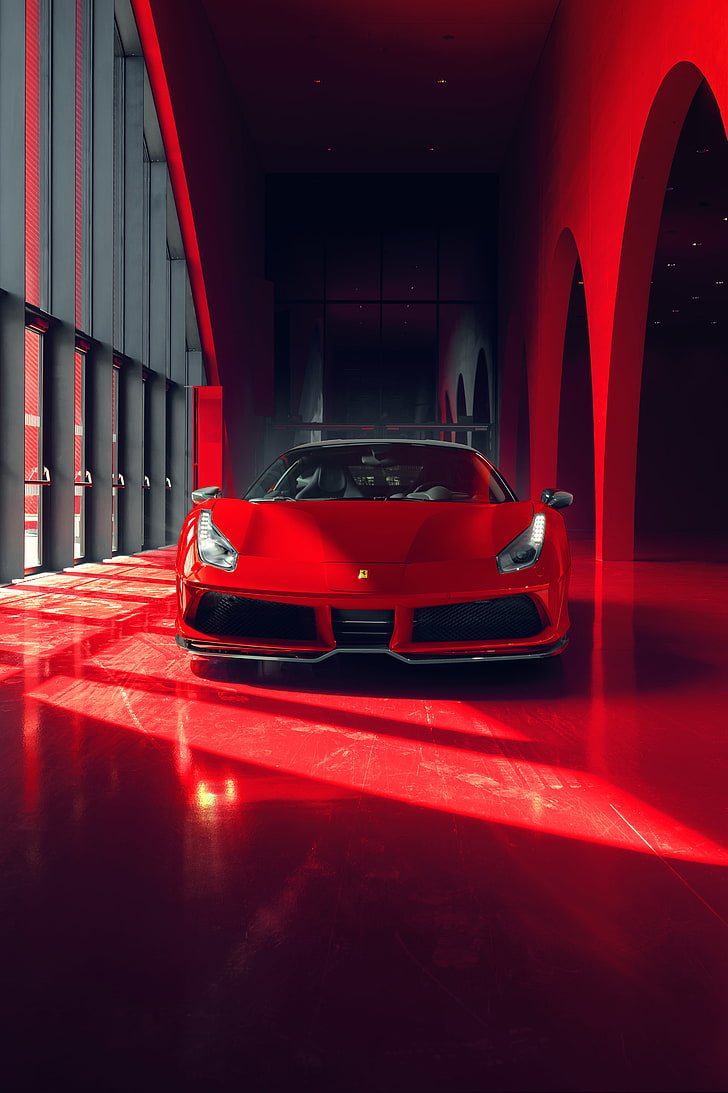Pogea Racing FPlus Corsa, Ferrari 488 GTB, Red, 2018, HD wallpaper