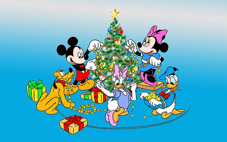 HD wallpaper: Mickey And Minnie Mouse Donald Duck And Pluto Decorating The  Christmas Tree Desktop HD Wallpaper free download-1920×1200 | Wallpaper  Flare
