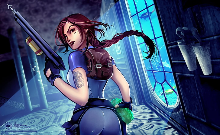 Tomb Raider Lara Croft, red haired female illustration, Games