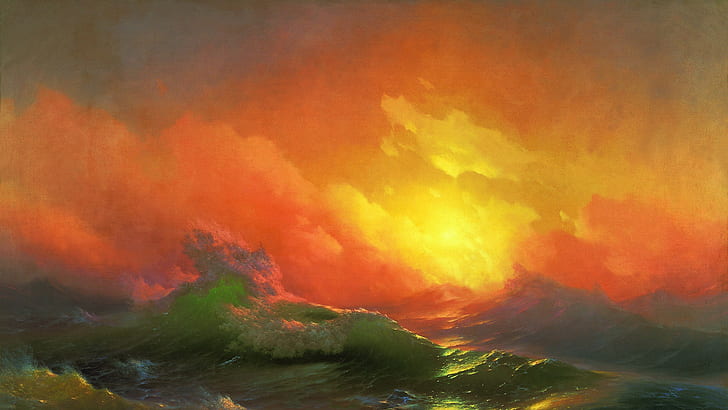 classic art ivan aivazovsky, water, environment, multi colored