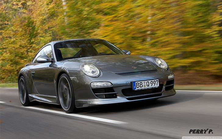 car, Porsche, road, motion blur, mode of transportation, motor vehicle, HD wallpaper