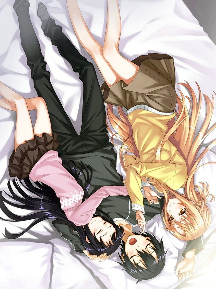 two female and male anime characters, Sword Art Online, Kirigaya Kazuto, HD wallpaper