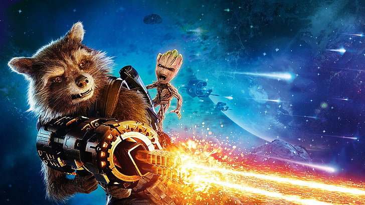 Guardians of The Galaxy Rocket and Groot digital wallpaper, Guardians of the Galaxy Vol. 2, HD wallpaper
