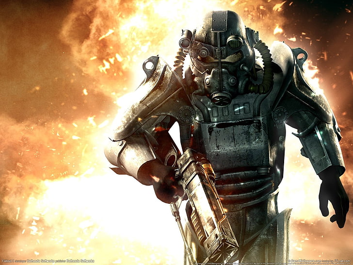 character wearing armor game digital wallpaper, Fallout, Fallout 3