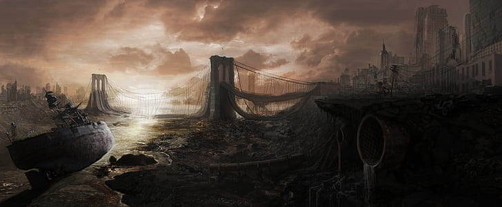 The desolate City artwork, artistic, HD wallpaper