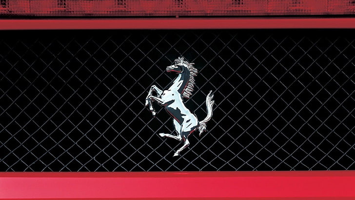 white horse stencil, Ferrari, logo, car, sport, full length, one person, HD wallpaper