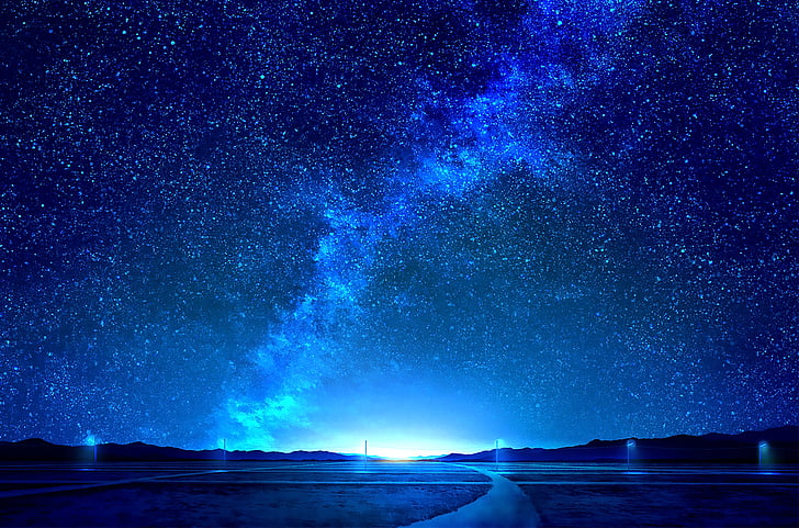 Anime, Original, night, star - space, astronomy, galaxy, sky, HD wallpaper