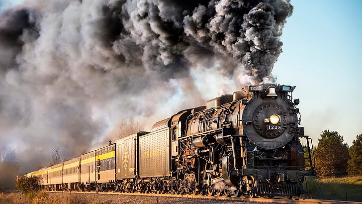 transport, steam engine, track, rail transport, locomotive, HD wallpaper