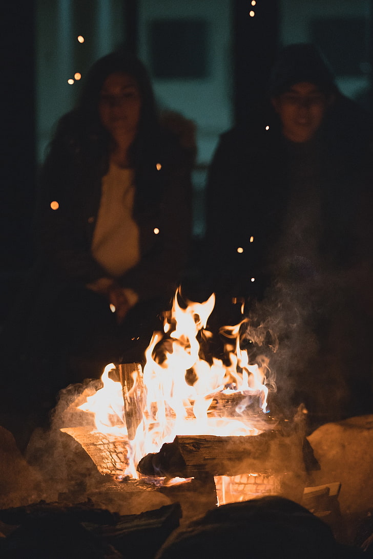 campfire, people, burning, fire - natural phenomenon, heat - temperature, HD wallpaper