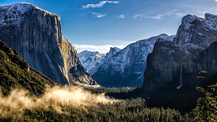 mountain cliffs, untitled, landscape, nature, mountains, Yosemite National Park, HD wallpaper