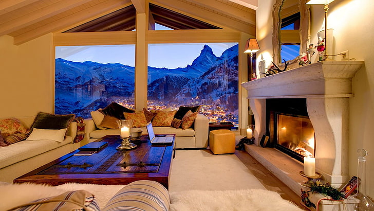 room, living room, interior design, home, zermatt, switzerland, HD wallpaper