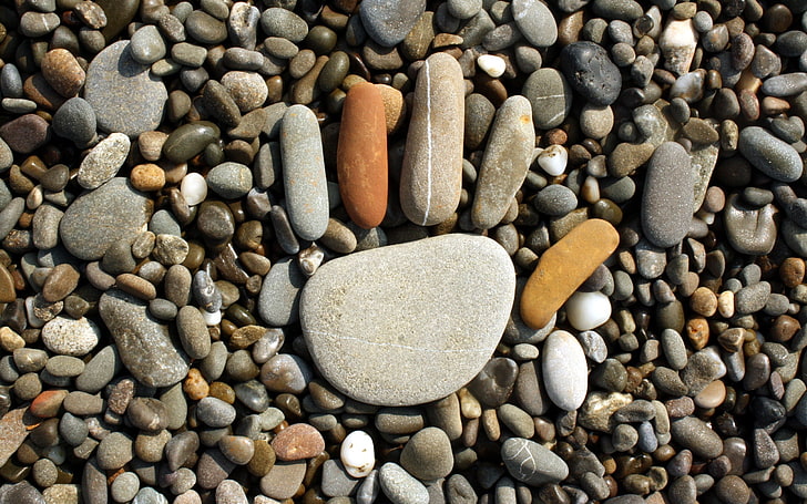 rock, handprints, pebbles, nature, large group of objects, full frame