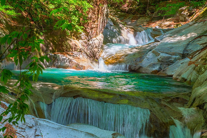 waterfall, nature, river, foliage, landscape, scenics - nature, HD wallpaper