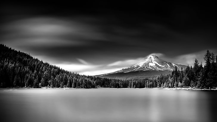 icy mountain lake black and white, cloud - sky, scenics - nature, HD wallpaper