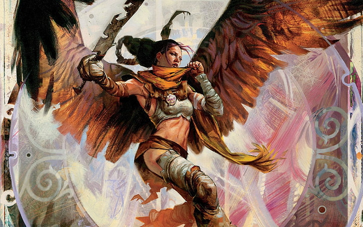 female warrior illustration, Game, Magic: The Gathering, Serra Avenger, HD wallpaper