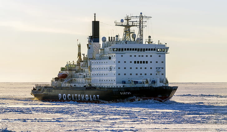 The ocean, Sea, Ice, Icebreaker, The ship, Russia, Atomflot, HD wallpaper