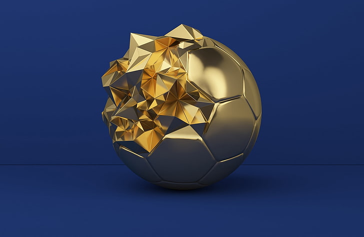 Golden Football Ball Trophy, Sports, Blue, Soccer, Design, Nike, HD wallpaper