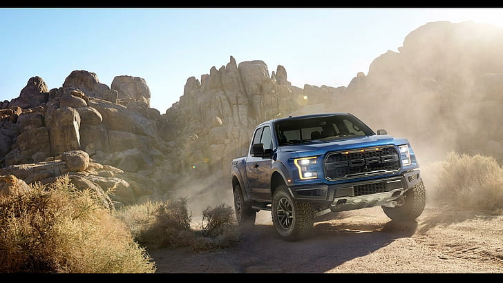 2017 Ford F 150 Raptor, black and blue  ford ranger, cars, HD wallpaper